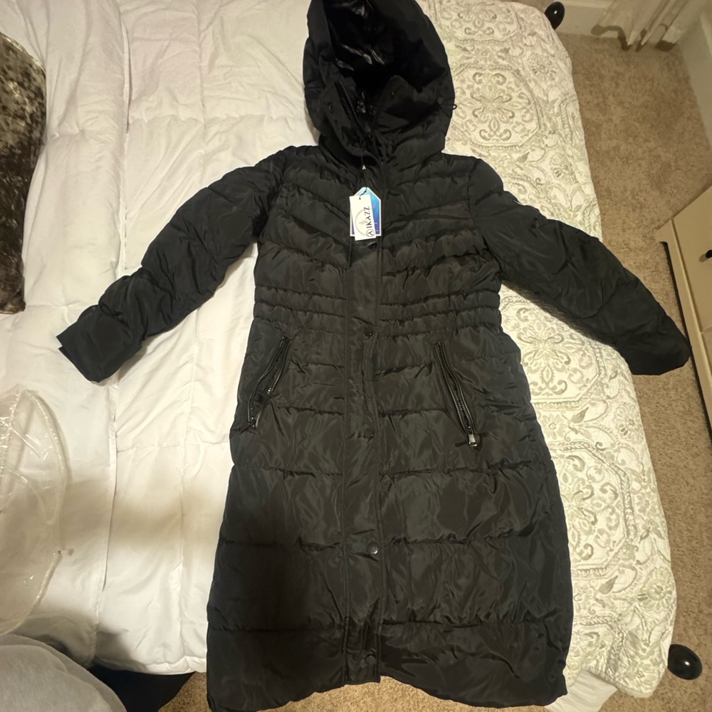 Women's Black Long Puffer Coat